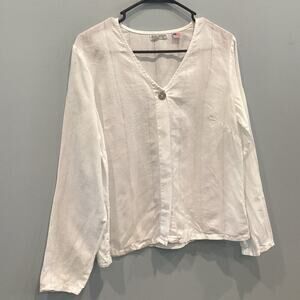 Russ Berens Womens Linen Top Size Small S White Coastal Beachy Cottagecore Boho